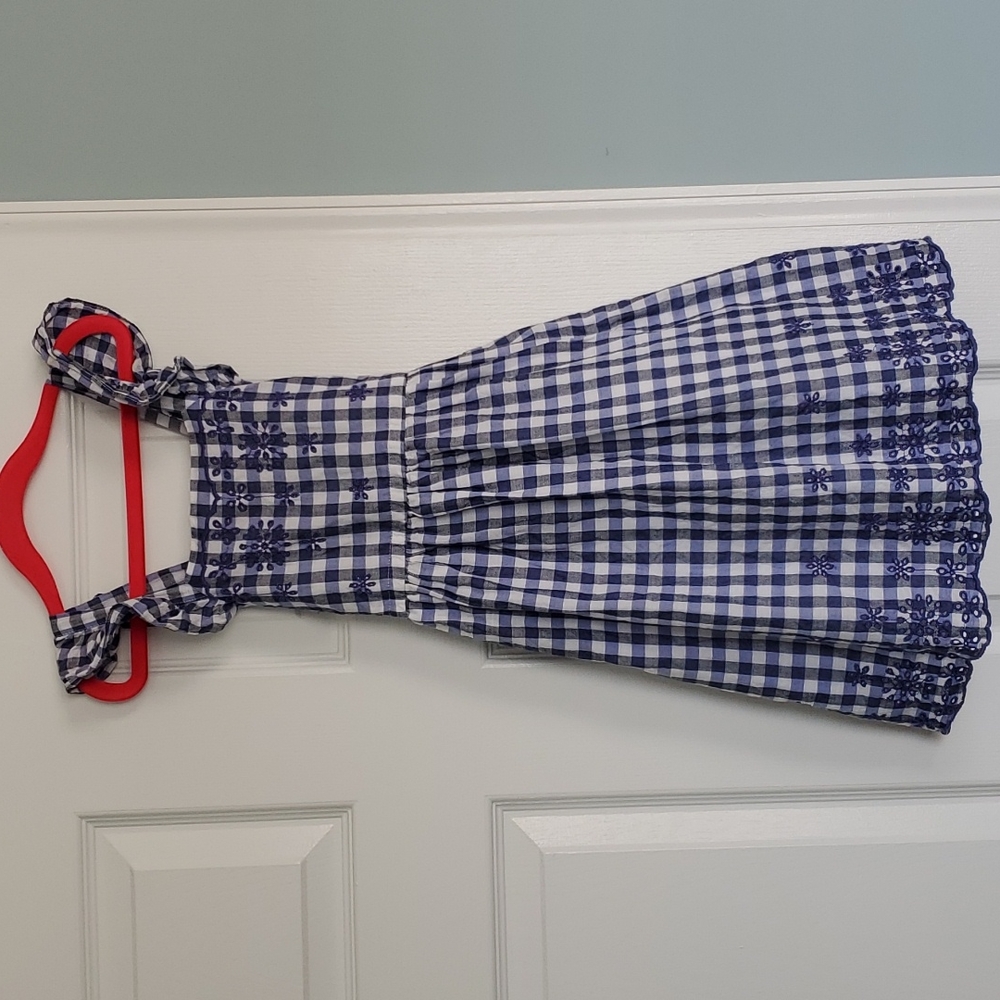 Girls Blue, White and Gray Checkered dress